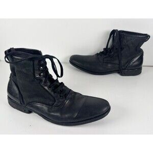 $798 John Varvatos Collection Bowery Spectator Lace Black Leather Boots 10.5